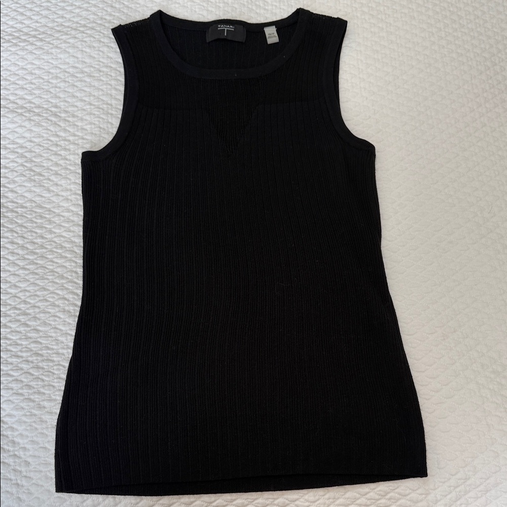 Tahari Charcoal Ribbed Knit Tank